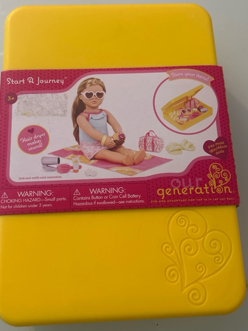 Our Generation Yellow Doll Travel Case